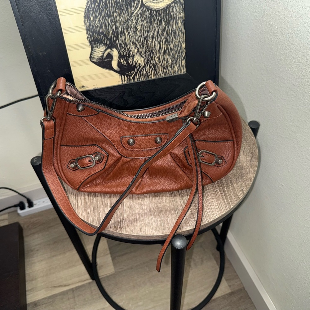 Montana West Tan Leather Shoulder Bag